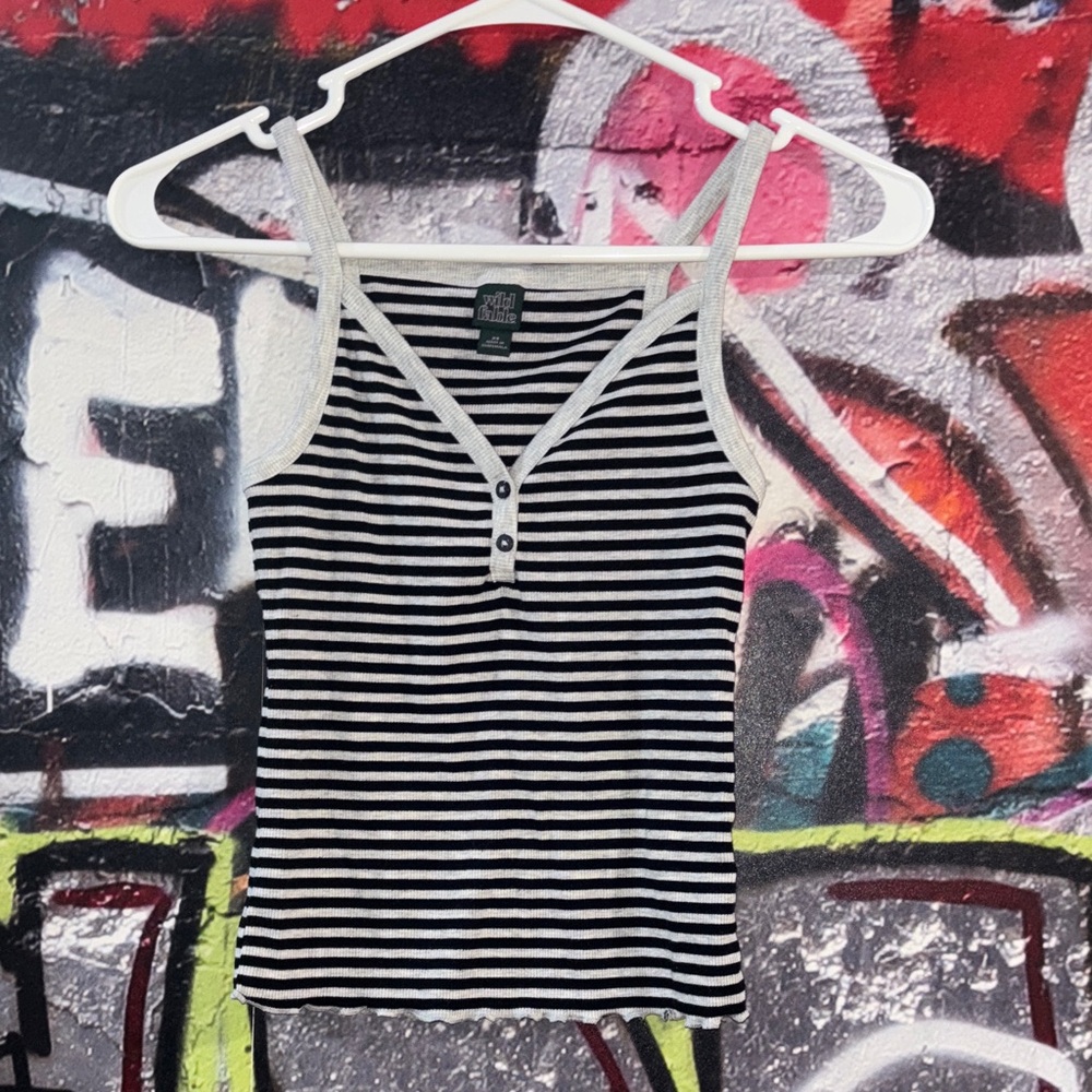 Wild Fable Black and Gray Striped Tank Top -XS